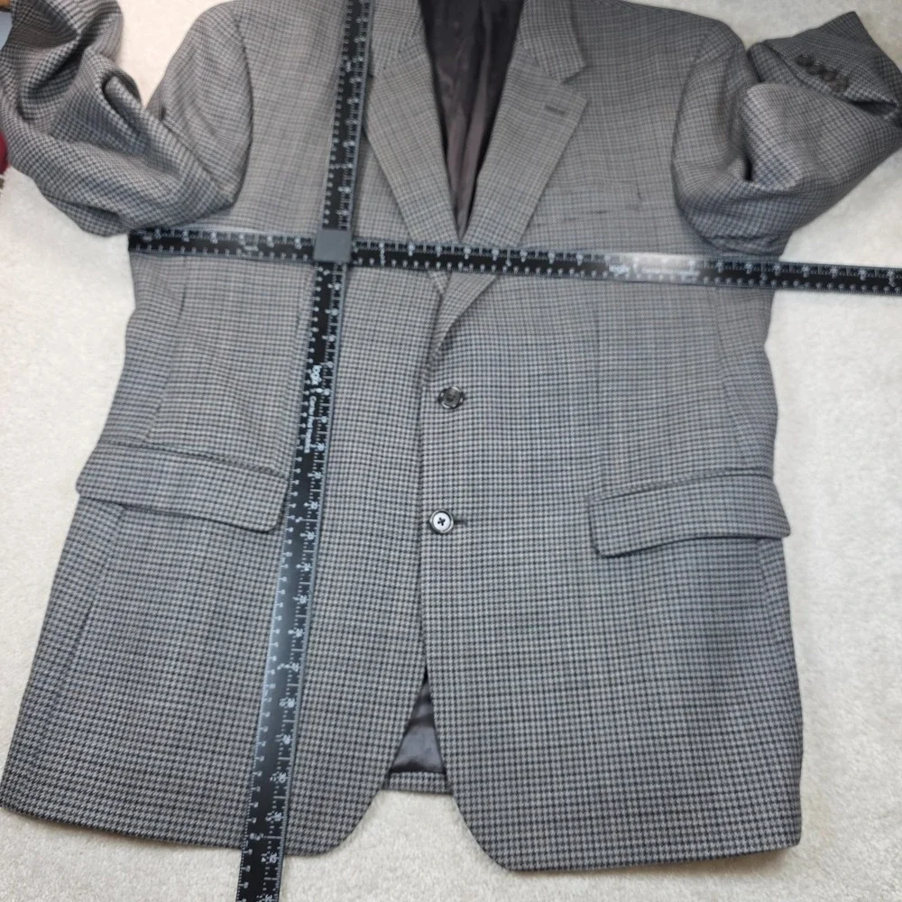 Ralph Lauren Blazer Mens 44R Gray Houndstooth Wool Single Breasted Formal Lined